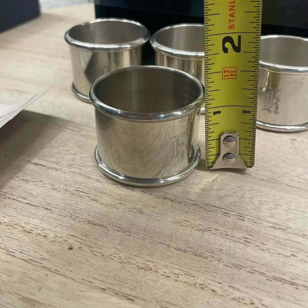 Kirk Stieff Pewter Napkin Rings Set in Box Modern & Colonial Vintage Table